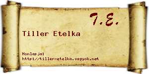 Tiller Etelka névjegykártya